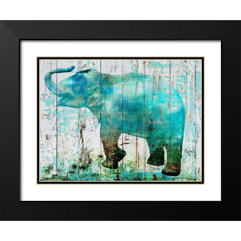 Blue Elephant Black Modern Wood Framed Art Print with Double Matting by Orlov, Irena