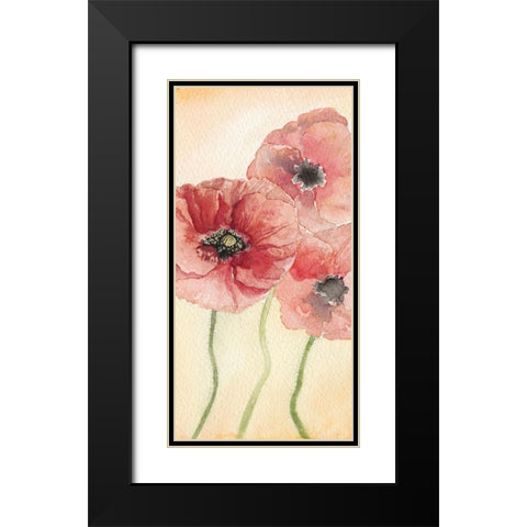 Poppy Composition I Black Modern Wood Framed Art Print with Double Matting by Chabot, Natasha