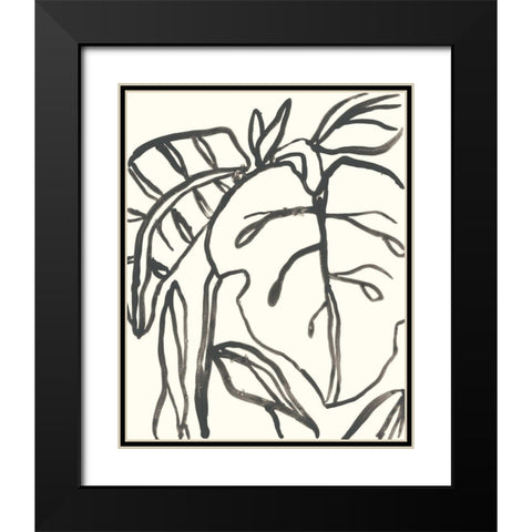 Tropical Contour I Black Modern Wood Framed Art Print with Double Matting by Vess, June Erica