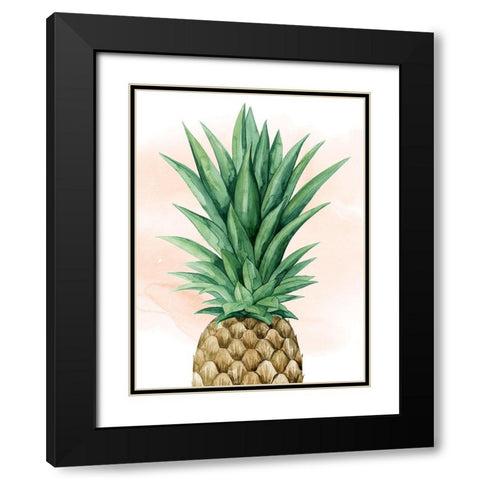 Pineapple on Coral I Black Modern Wood Framed Art Print with Double Matting by Popp, Grace