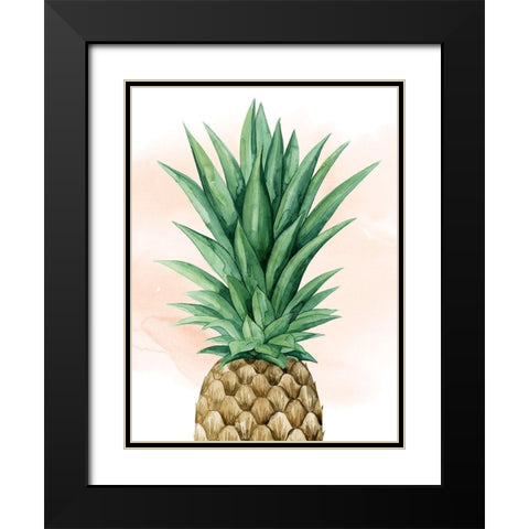 Pineapple on Coral I Black Modern Wood Framed Art Print with Double Matting by Popp, Grace