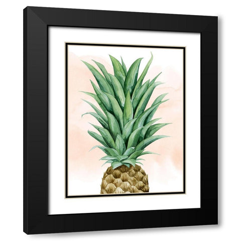 Pineapple on Coral II Black Modern Wood Framed Art Print with Double Matting by Popp, Grace