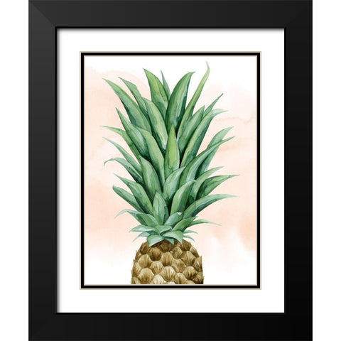 Pineapple on Coral II Black Modern Wood Framed Art Print with Double Matting by Popp, Grace