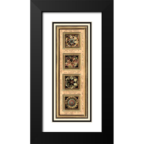 Rosette Panel II Black Modern Wood Framed Art Print with Double Matting by Vision Studio