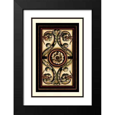 Panel Motifs II Black Modern Wood Framed Art Print with Double Matting by Vision Studio