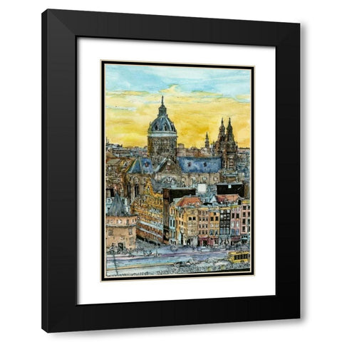 European Afternoon V Black Modern Wood Framed Art Print with Double Matting by Wang, Melissa