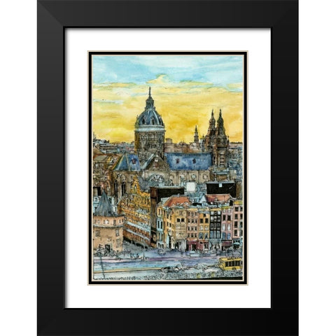 European Afternoon V Black Modern Wood Framed Art Print with Double Matting by Wang, Melissa