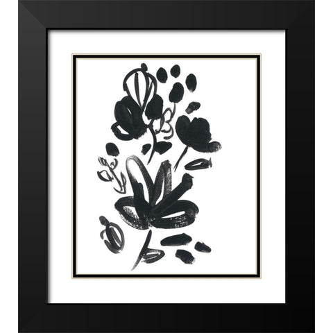 Cameo Bloom V Black Modern Wood Framed Art Print with Double Matting by Vess, June Erica
