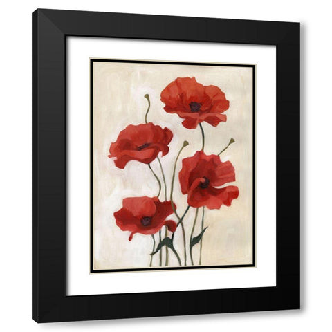 Poppy Bouquet III Black Modern Wood Framed Art Print with Double Matting by Scarvey, Emma