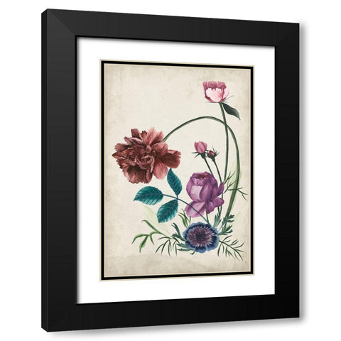 Antique Peony II Black Modern Wood Framed Art Print with Double Matting by Wang, Melissa