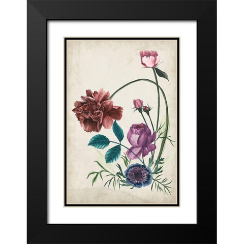 Antique Peony II Black Modern Wood Framed Art Print with Double Matting by Wang, Melissa