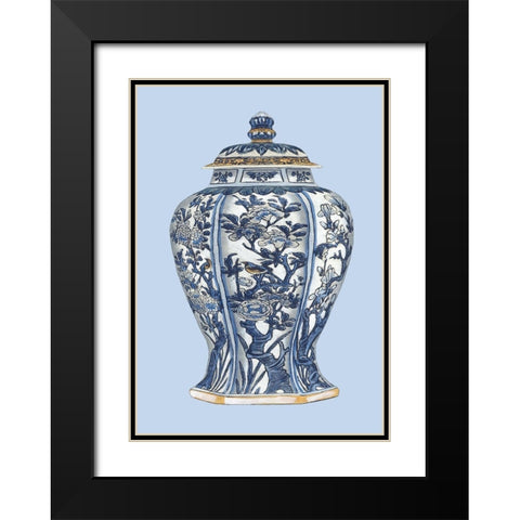 Custom Blue - White Porcelain Vase I Black Modern Wood Framed Art Print with Double Matting by Vision Studio