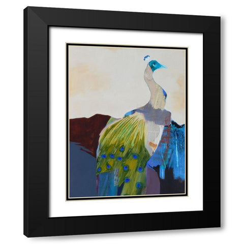 Peacock Transition I Black Modern Wood Framed Art Print with Double Matting by Foregard, Larry