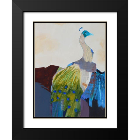 Peacock Transition I Black Modern Wood Framed Art Print with Double Matting by Foregard, Larry