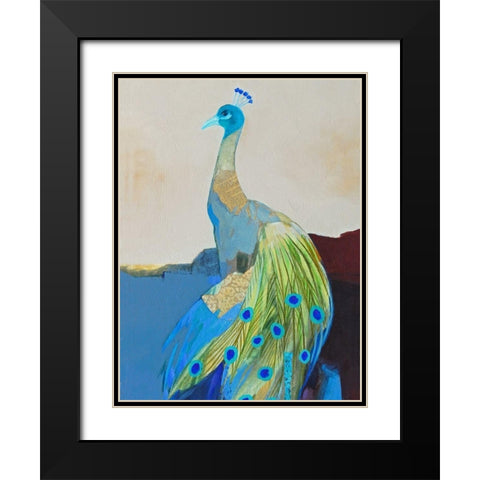 Peacock Transition II Black Modern Wood Framed Art Print with Double Matting by Foregard, Larry