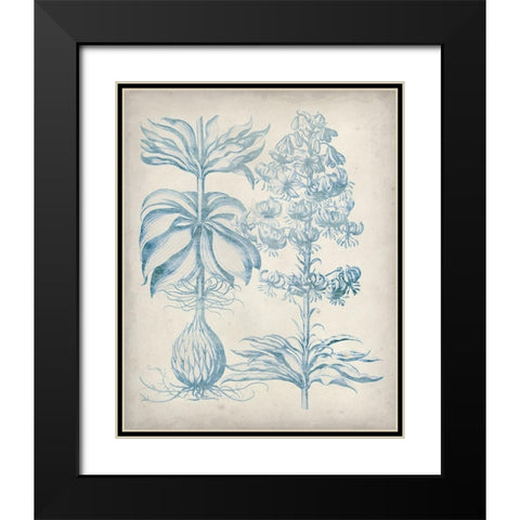 Blue Fresco Floral II Black Modern Wood Framed Art Print with Double Matting by Vision Studio