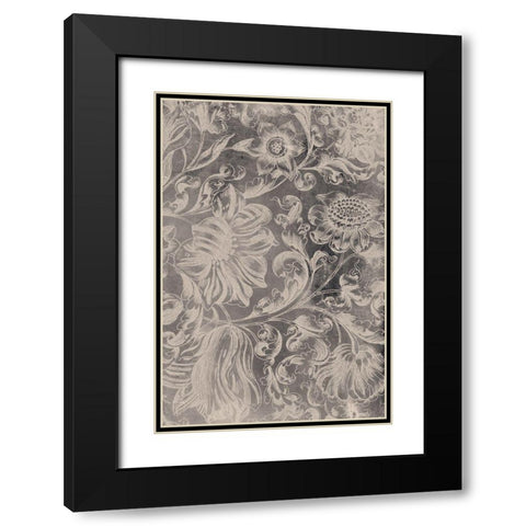 Aged Floral II Black Modern Wood Framed Art Print with Double Matting by Vision Studio