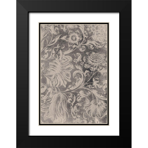 Aged Floral II Black Modern Wood Framed Art Print with Double Matting by Vision Studio