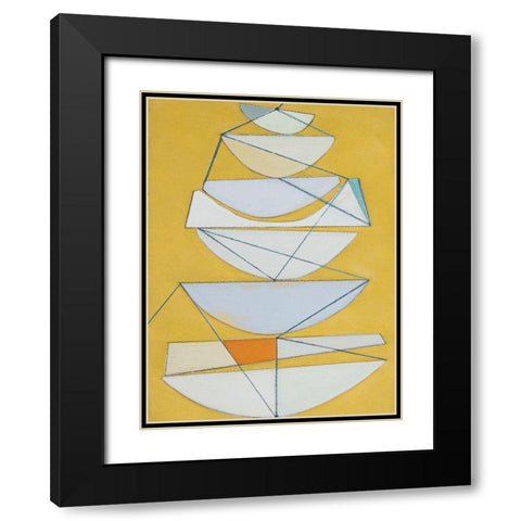 Abstract Sails III Black Modern Wood Framed Art Print with Double Matting by Delamater, Rob