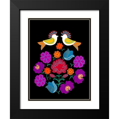 Folksy Arrangement II Black Modern Wood Framed Art Print with Double Matting by Moore, Regina
