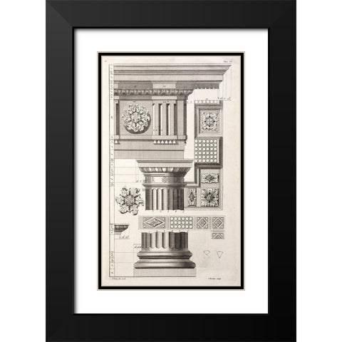 Column and Rosettes Black Modern Wood Framed Art Print with Double Matting by Swan, Abraham