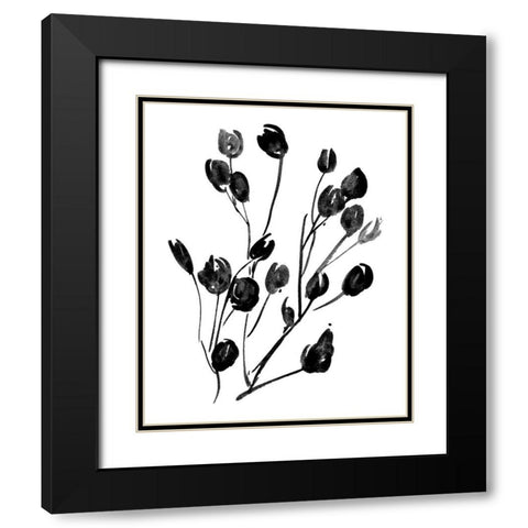 Expressive Floral II Black Modern Wood Framed Art Print with Double Matting by Wang, Melissa