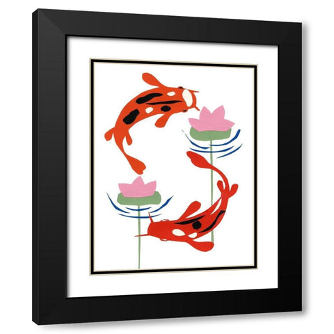Koi Fantasy II Black Modern Wood Framed Art Print with Double Matting by Ludwig, Alicia