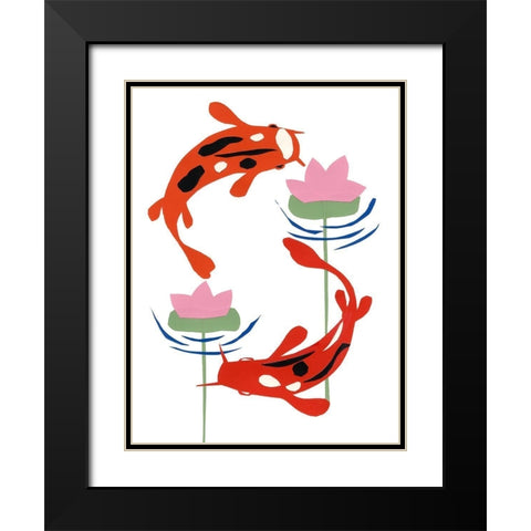 Koi Fantasy II Black Modern Wood Framed Art Print with Double Matting by Ludwig, Alicia