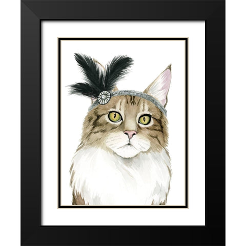 Downton Cat IV Black Modern Wood Framed Art Print with Double Matting by Popp, Grace