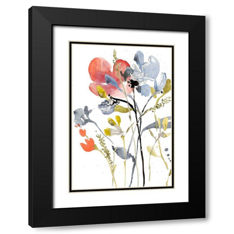 Flower Overlay I Black Modern Wood Framed Art Print with Double Matting by Goldberger, Jennifer