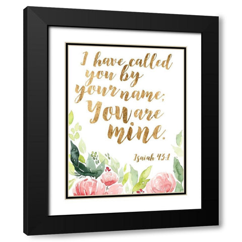 Grace Words Floral I Black Modern Wood Framed Art Print with Double Matting by Studio W