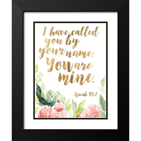 Grace Words Floral I Black Modern Wood Framed Art Print with Double Matting by Studio W