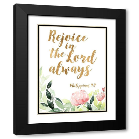 Grace Words Floral II Black Modern Wood Framed Art Print with Double Matting by Studio W