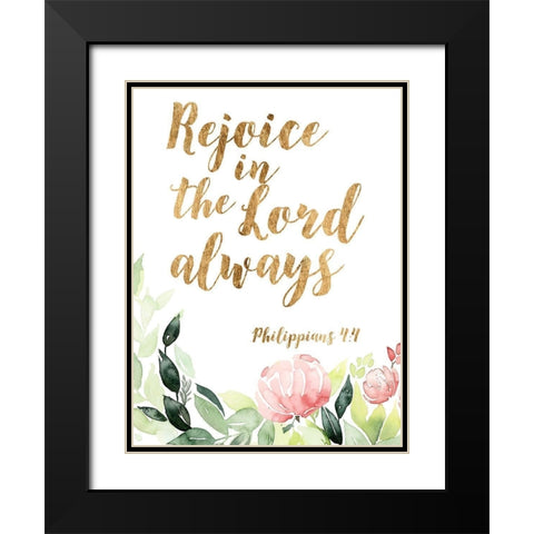 Grace Words Floral II Black Modern Wood Framed Art Print with Double Matting by Studio W