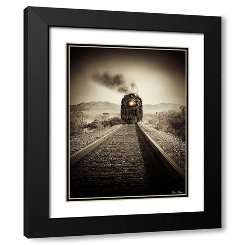 Train Arrival II Black Modern Wood Framed Art Print with Double Matting by Drost, David