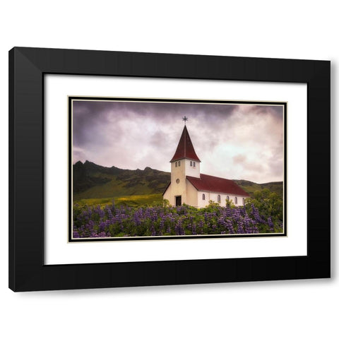 White Church Black Modern Wood Framed Art Print with Double Matting by Head, Danny