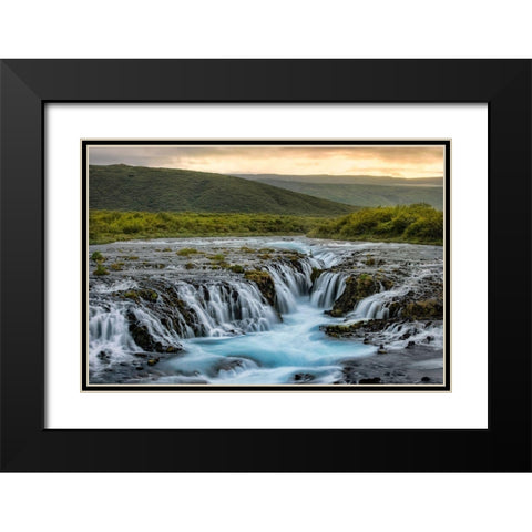Evening at Bruarfoss Black Modern Wood Framed Art Print with Double Matting by Head, Danny