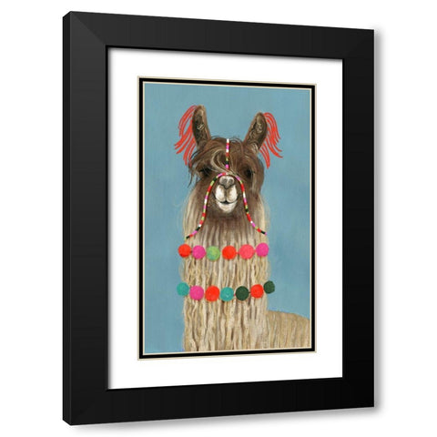 Adorned Llama IV Black Modern Wood Framed Art Print with Double Matting by Borges, Victoria