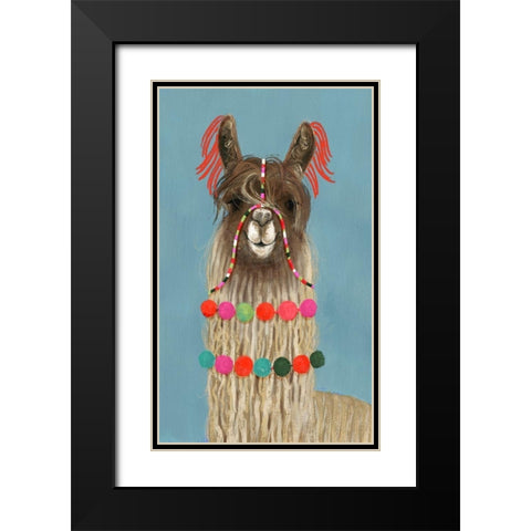 Adorned Llama IV Black Modern Wood Framed Art Print with Double Matting by Borges, Victoria