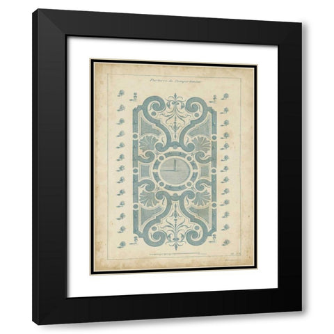 Garden Design in Blue I Black Modern Wood Framed Art Print with Double Matting by d Argenville, DeZallier