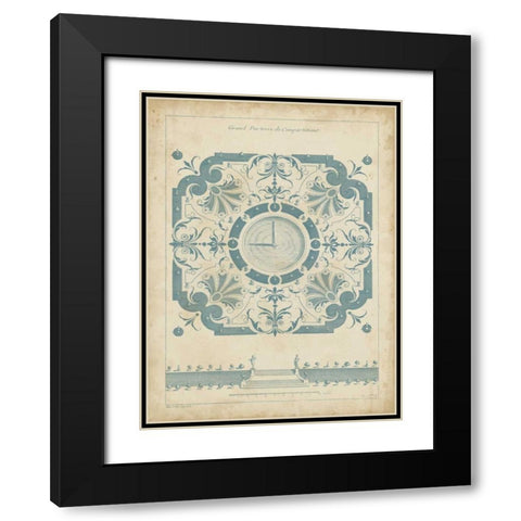 Garden Design in Blue II Black Modern Wood Framed Art Print with Double Matting by d Argenville, DeZallier