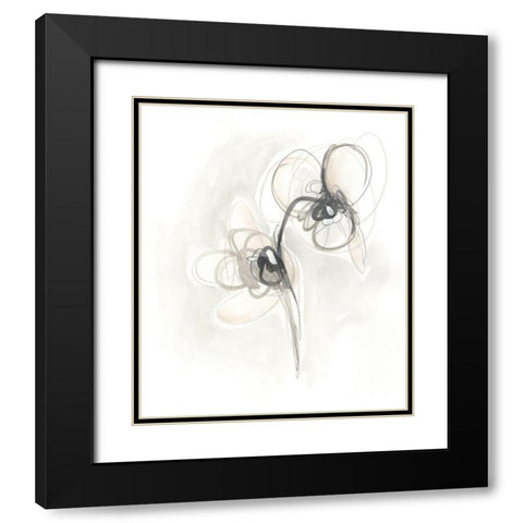 Neutral Floral Gesture I Black Modern Wood Framed Art Print with Double Matting by Vess, June Erica