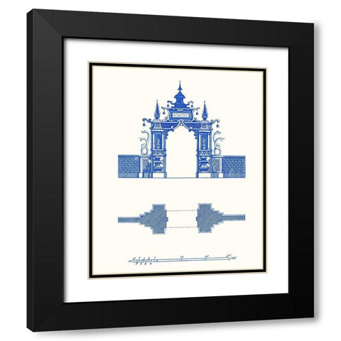 Pagoda Design III Black Modern Wood Framed Art Print with Double Matting by Vision Studio