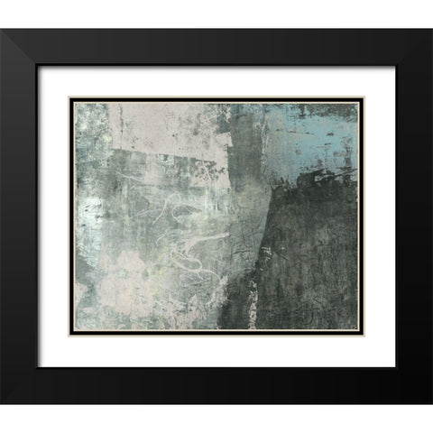 Black and Grey and Blue I Black Modern Wood Framed Art Print with Double Matting by Ray, Elena