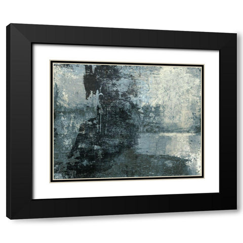 Black and Grey and Blue III Black Modern Wood Framed Art Print with Double Matting by Ray, Elena