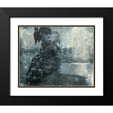 Black and Grey and Blue III Black Modern Wood Framed Art Print with Double Matting by Ray, Elena