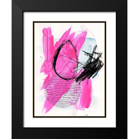 Neon Flamingos I Black Modern Wood Framed Art Print with Double Matting by Parker, Jennifer Paxton