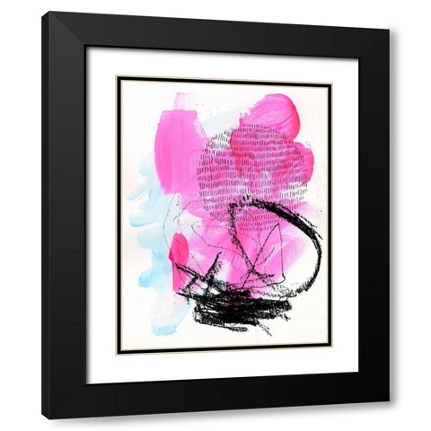 Neon Flamingos II Black Modern Wood Framed Art Print with Double Matting by Parker, Jennifer Paxton