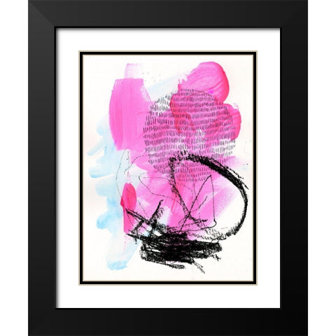 Neon Flamingos II Black Modern Wood Framed Art Print with Double Matting by Parker, Jennifer Paxton