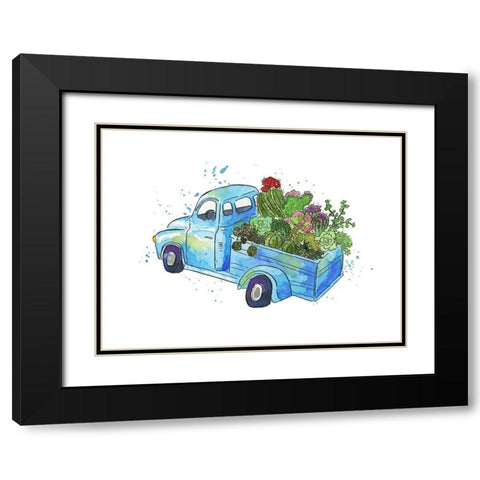 Flower Truck I Black Modern Wood Framed Art Print with Double Matting by McGuire, Catherine